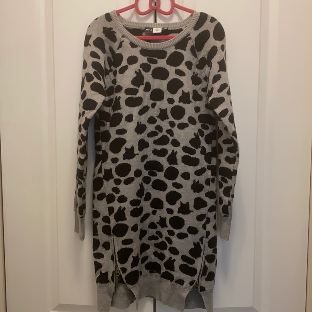 MOLO black/gray leopard print Sweater Dress - sz 8/9 years